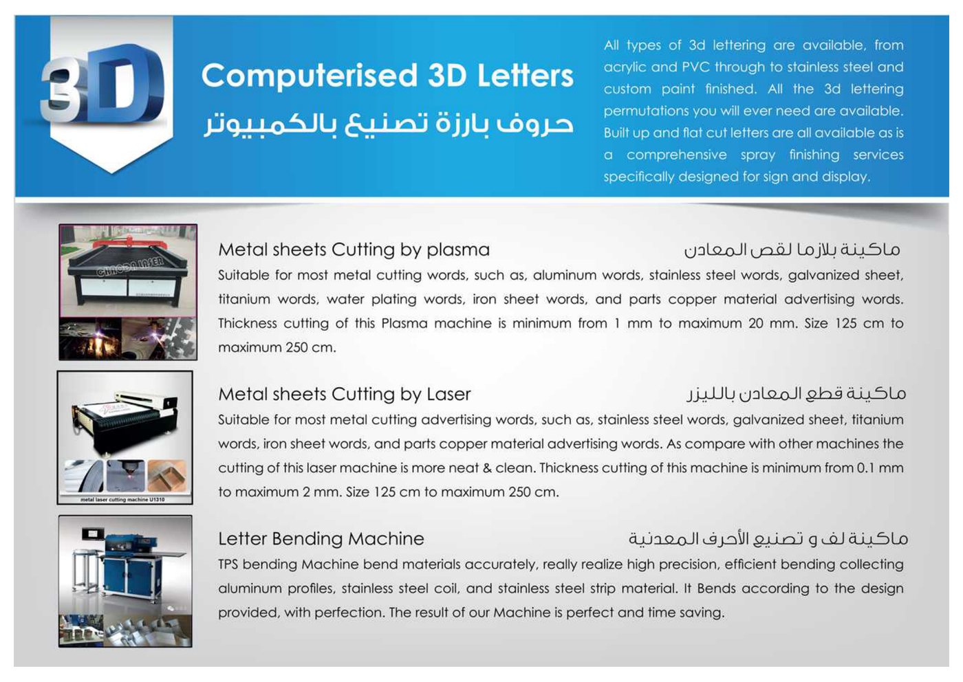CNC Plasma Cutting & Automated TPS Letter Bending - Alyami Advertising